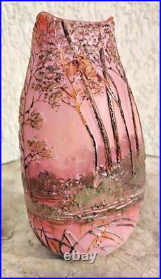 Legras vase signé d un verrier français dégagé a l'acide arts Nouveau 1880