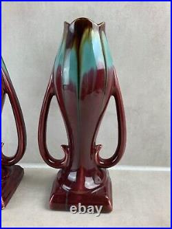 Lot de 2 sublime vase en majolique art nouveau Belgium 30