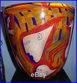 Loumani frères superbe vase verre soufflé Guernica Picasso daté 1996