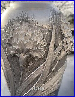 Lucien Houzeaux vase art déco 1930's métal d'art ciselé main du Chevalier