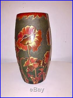 Magnifique Et Rare Vase Montjoye Pate De Verre Art Nouveau