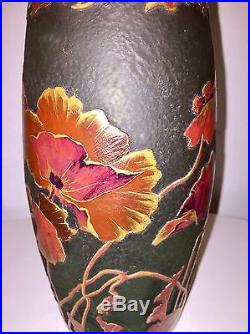 Magnifique Et Rare Vase Montjoye Pate De Verre Art Nouveau