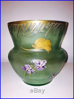 Magnifique Vase Montjoye Pate De Verre Art Nouveau