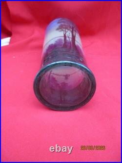 MULLER Frères Lunéville Grand vase 350mm à décor d'un paysage lacustre signé