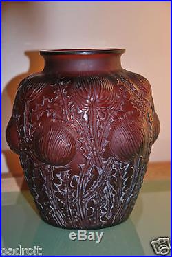 Magnifique & Authentique Vase aux Chardons Domremy de 1926 signé R. Lalique 979
