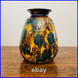 Magnifique Grand Vase Art Déco en Terre Cuite Vernissée René Nicole Années 30