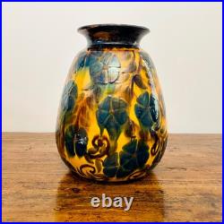 Magnifique Grand Vase Art Déco en Terre Cuite Vernissée René Nicole Années 30