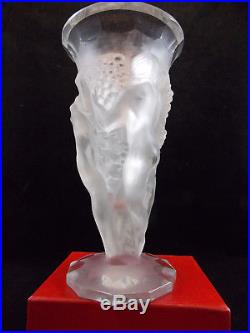 Magnifique Vase Bacchantes En Cristal De Boheme- Inspiré De R. Lalique