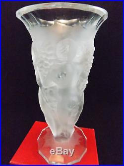 Magnifique Vase Bacchantes En Cristal De Boheme- Inspiré De R. Lalique