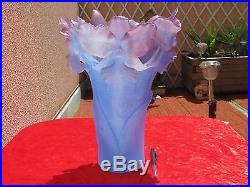 Magnifique Vase Daum Aux Iris Bleu Violet Tres Rare! 5 Kgs (galle)