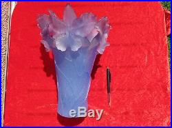 Magnifique Vase Daum Aux Iris Bleu Violet Tres Rare! 5 Kgs (galle)