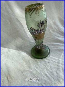 Magnifique Vase Dégagé À Lacide Emaillée signé MONTJOYE h. 19,5 Cm