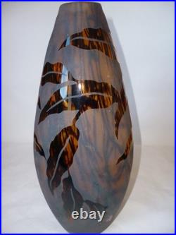 Magnifique Vase Multicouche Souffle Depoli Et Clair 30 CM 1400 Grs Tbe