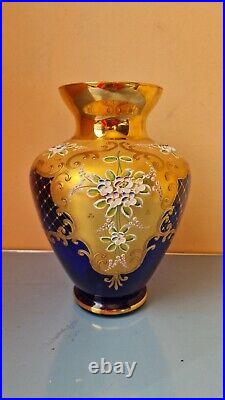 Magnifique Vase Murano Salvadori Doré A L Or Fin 24ct