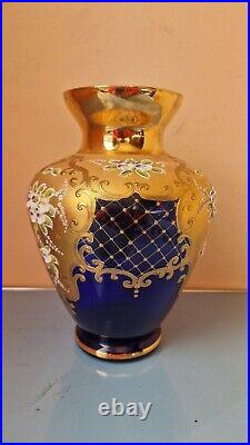 Magnifique Vase Murano Salvadori Doré A L Or Fin 24ct