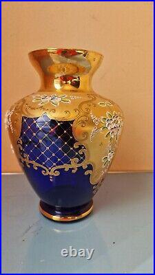 Magnifique Vase Murano Salvadori Doré A L Or Fin 24ct