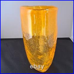 Magnifique Vase Verre Bulle Soufflé Couleur Orange/ Design /Circa 70
