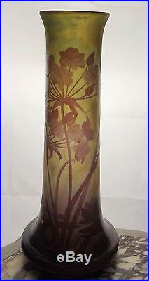 Magnifique Vase piriforme signé Gallé vers 1910