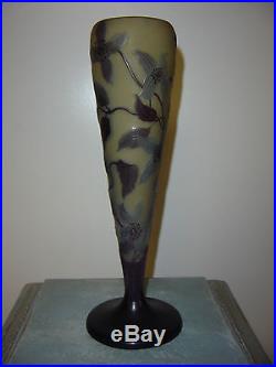 Magnifique vase Gallé authentique 27,5 cm
