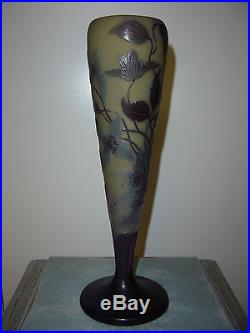 Magnifique vase Gallé authentique 27,5 cm