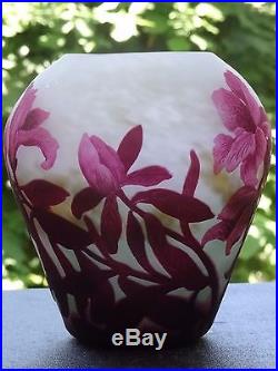 Magnifique vase en pâte de verre gravé à l'acide signé Muller frères Lunéville