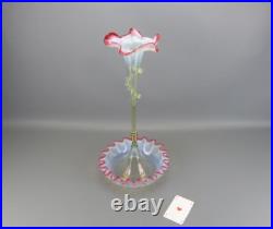 Magnifique vase soliflore-coupelle en verre opalescent, très beau travail XX ème