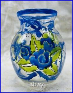 Mazoyer Enamelled Glass Vase Emaille Fleurs Art Deco Moulins Allier Auvergne 30