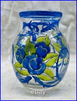 Mazoyer Enamelled Glass Vase Emaille Fleurs Art Deco Moulins Allier Auvergne 30