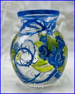 Mazoyer Enamelled Glass Vase Emaille Fleurs Art Deco Moulins Allier Auvergne 30