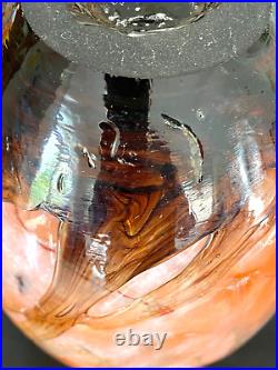 Michèle LUZORO beau vase balustre signé en verre multicolore poudré d'or BIOT