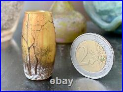 Miniature Vase Daum Nancy Decor Neige Pate De Verre Grave A L'acide H 3,7 CM