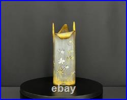 Montjoye Legras & Cie, vase Art nouveau en verre givré émaillé