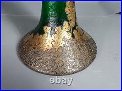 Montjoye & Legras Vase Art-nouveau décor glands, feuilles chêne 43 cm