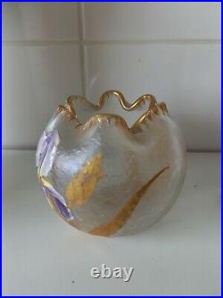 Montjoye/Legras Vase verre givré doré et dégagé à l'acide