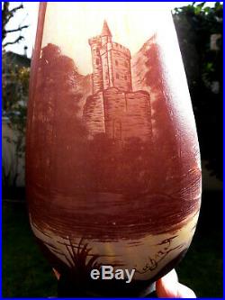 Monumental vase Richard pour Loetz, 56 cm, chateau, era daum galle devez 1920