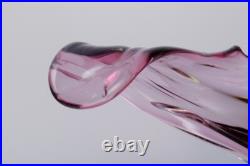 Murano, Italie, bol ondulé colossal en verre d'art vert et violet. 1970s