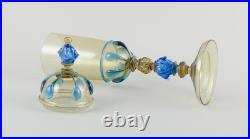 Murano, Italy. Grand vase à couvercle en verre d'art bleu et fumé