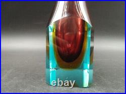 ORIGINAL Vase soliflore prisme hexagonale verre MURANO Sommerso Flavio Poli 1970