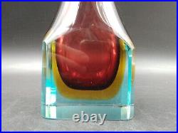 ORIGINAL Vase soliflore prisme hexagonale verre MURANO Sommerso Flavio Poli 1970