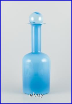 Otto Brauer pour Holmegaard. Vase/bouteille en verre d'art turquoise soufflé