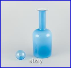 Otto Brauer pour Holmegaard. Vase/bouteille en verre d'art turquoise soufflé