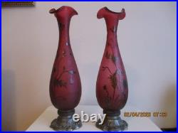 PAIRE DE VASES BACCARAT ART NOUVEAU Dégagés à l'acide