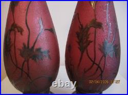 PAIRE DE VASES BACCARAT ART NOUVEAU Dégagés à l'acide