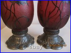 PAIRE DE VASES BACCARAT ART NOUVEAU Dégagés à l'acide