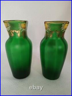 PAIRE DE VASES EN VERRE ÉMAILLÉ LEGRAS Art Nouveau