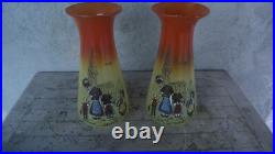 PAIRE DE vase émaillé legras DECOR ALSACE