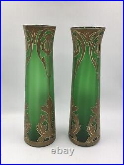 PAIRE Vases François-Théodore LEGRAS 1900 verre Art-NOUVEAU Sofia GRAND MODELE