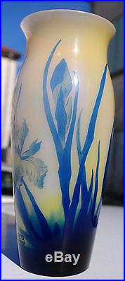 Patte De Verre Vase Ancien Saint Louis Nancy Art Nouveau Iris Galle Daum