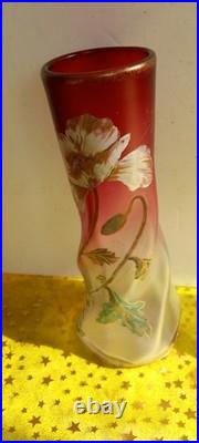 Paire De Grand Vase Émaillé Theodore Legras Torsadé Modèle Musset Art Nouveau