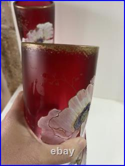 Paire De Grand Vase Émaillé Theodore Legras Torsadé Modèle Musset Art Nouveau